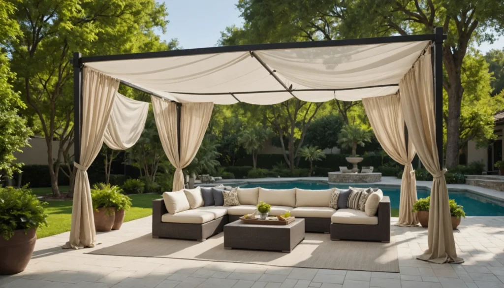 toile tendue terrasse avec poteau